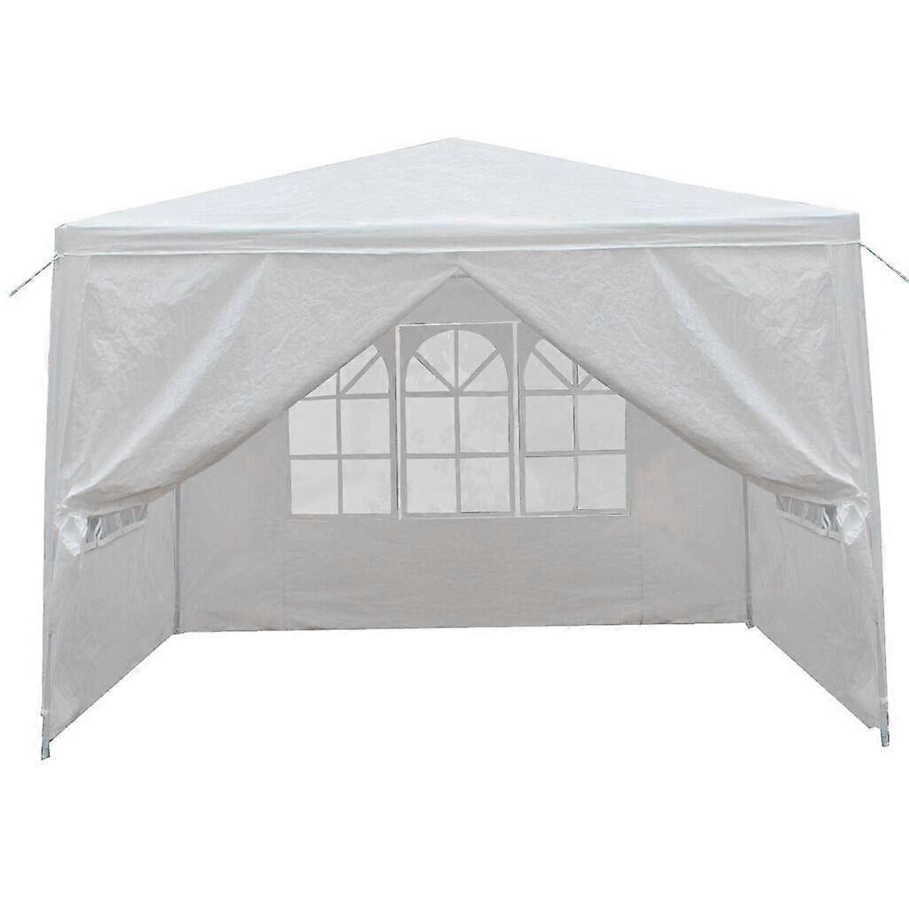 10x10 Canopy Side Wall with Clear Windows Waterproof White Polyester for Outdoor Events