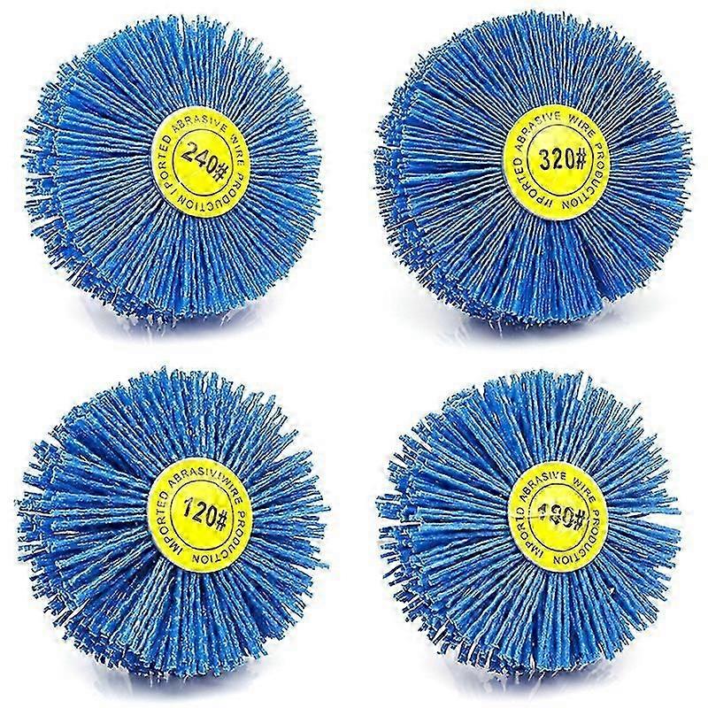 4 Pieces 80x30x6Mm Drill Abrasive Wire Grinding Wheel Nylon Bristle Polishing Brush For Wood Furnit