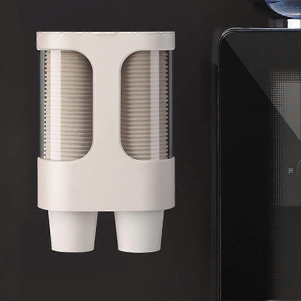 Wall Mounted Double Barrel Cup Dispenser, Durable Plastic Holder for Disposable Cups, SpaceSaving