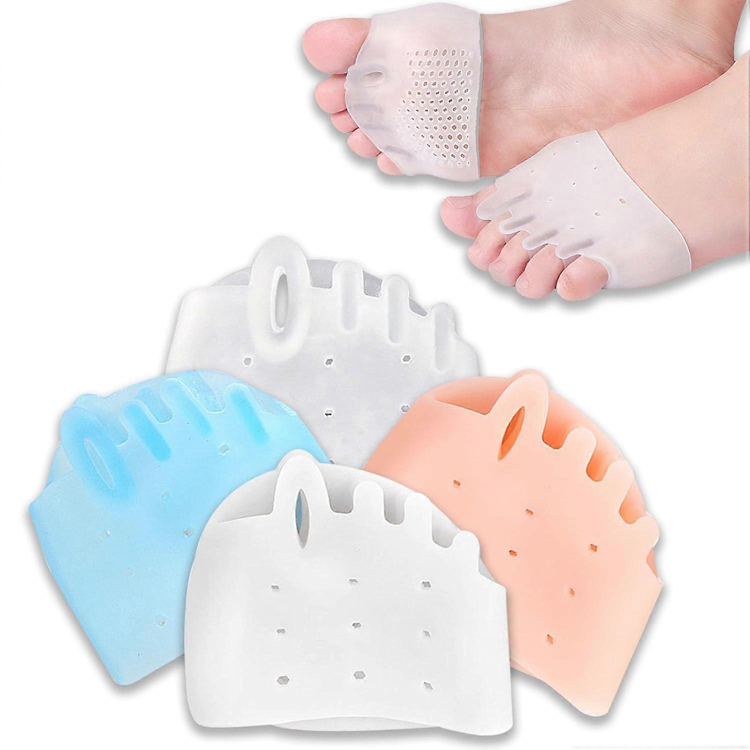 Silicone Toe Separators with Forefoot Cushion Support, 4 Pairs Multicolor Soft Toe Spacers