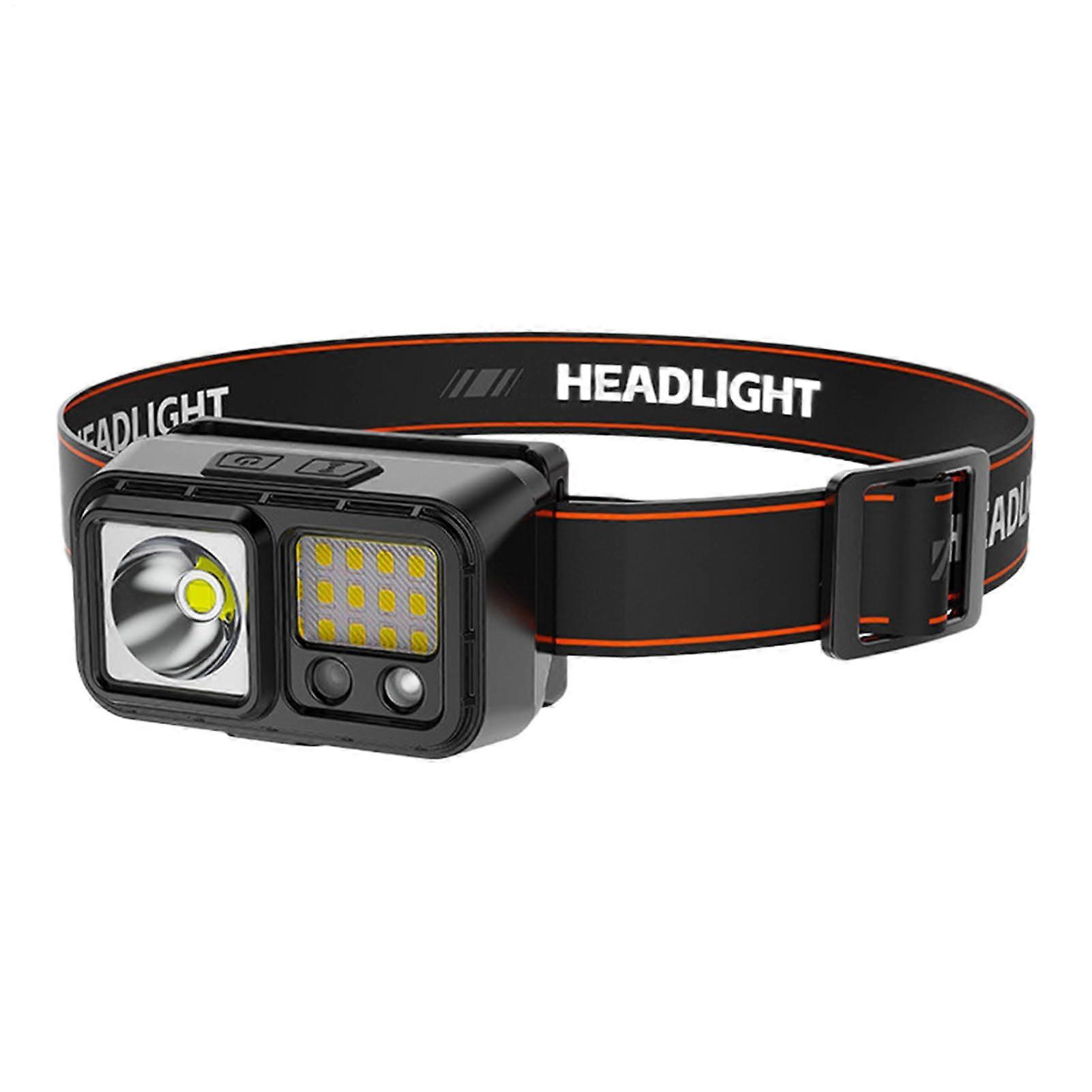 Rechargeable LED Headlamp Waterproof Light with Adjustable Strap for Camping Hiking Running