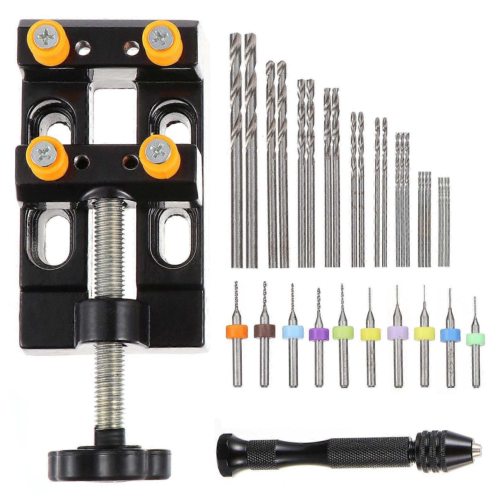 Hand Drill Tool Kit 1 Set/37Pcs Miniature Design Assorted Color For Woodworking Projects Efficient Rotary Drill