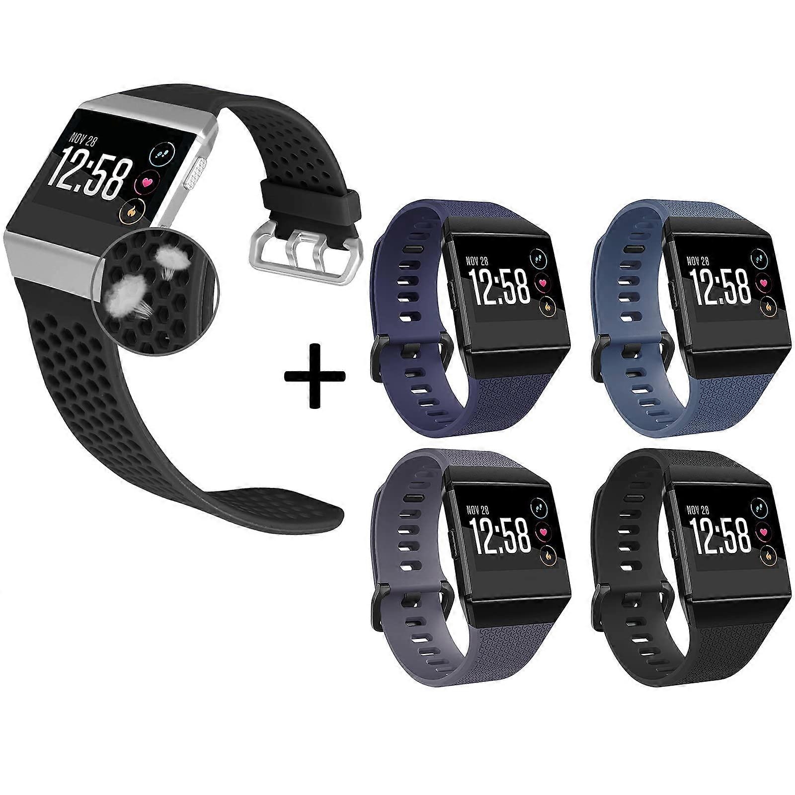 5 Pack Soft Silicone Sports Replacement Straps Adjustable Sweat Resistant for Fitbit Ionic