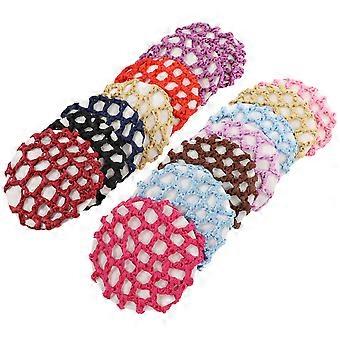 14Pcs Crochet Lady Hair Net Dance Profession Hairnet Chic Hair Decor Mixed Color