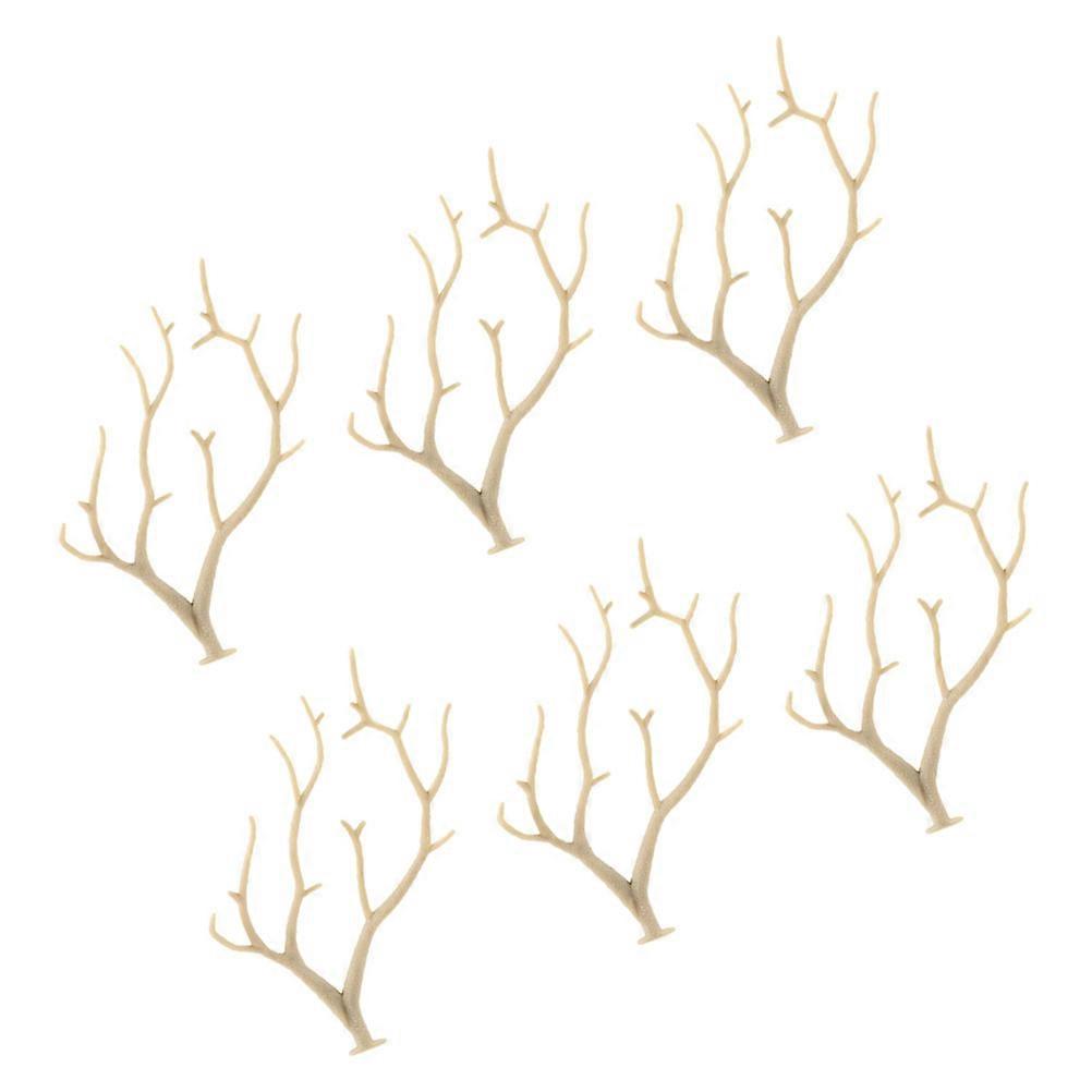 Beige Artificial Antler Tree Branches for Decor 6Pcs Plastic Stems