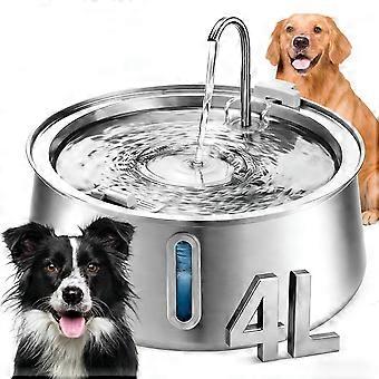4-Liter-Edelstahl-Trinkbrunnen für Katzen, automatischer Wasserspender mit Filter, ultraleiser Wassernapf