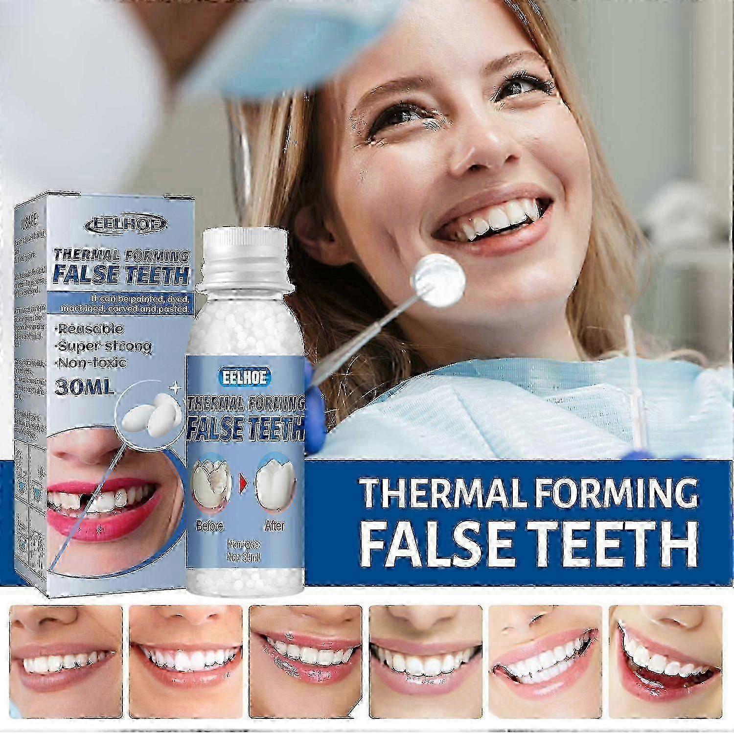 1-3pcs Temporary Tooth Repair Moldable Fix Broke Gap Teeth False Teeth Solid Glue 30ml