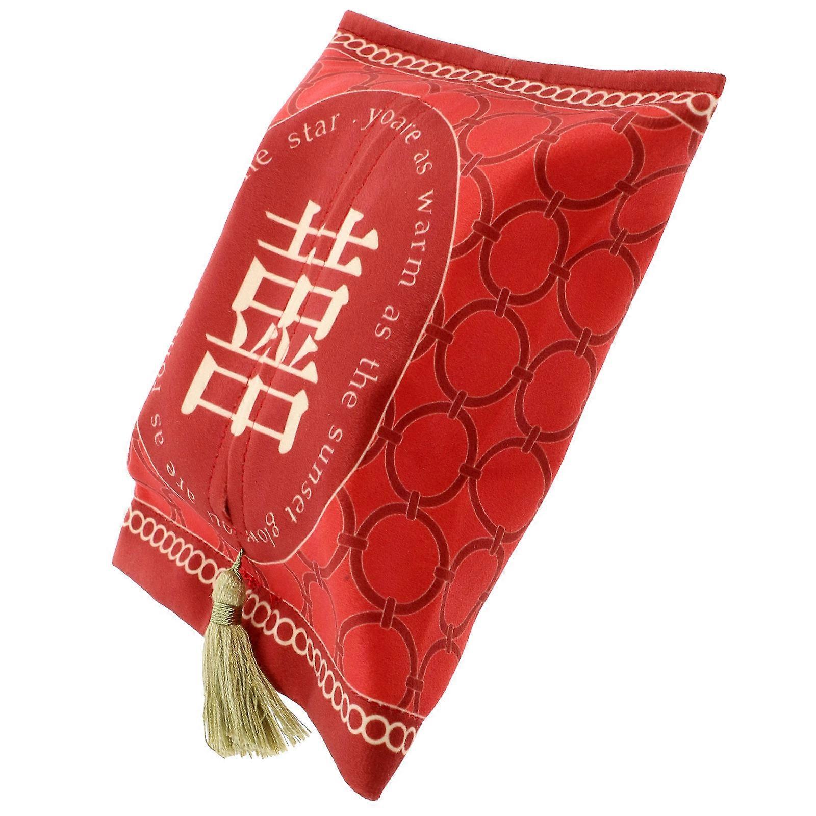 Tissue Storage Box Red Cloth Material for Storage Use