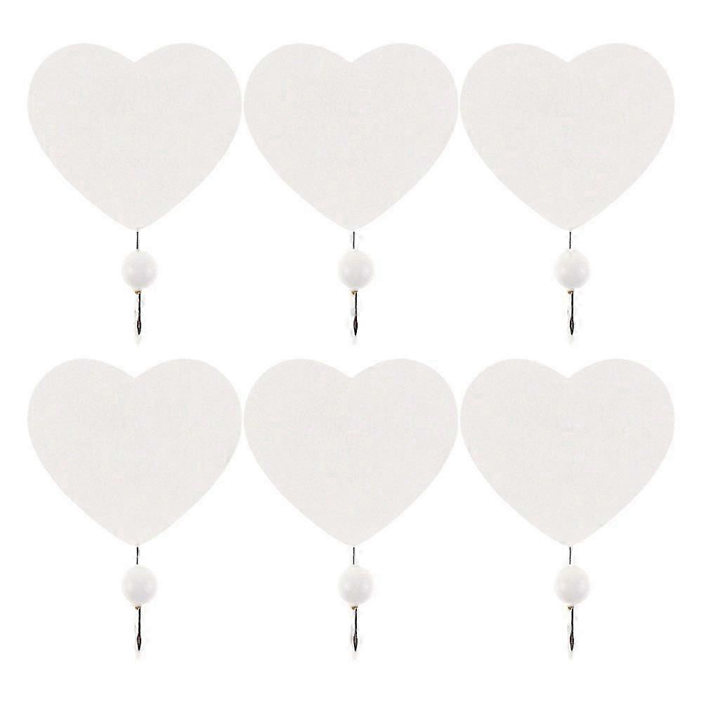 Wall Hook Wooden Heart Shape Multi-Functional Hanging Hooks for 6Pcs