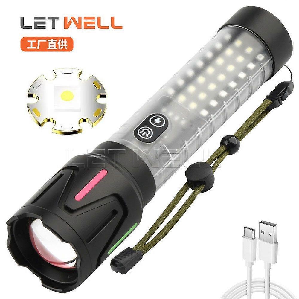 White laser flashlight, multi-functional, Type-C rechargeable, telescopic zoom, high-brightness flashlight.flashlight compatible