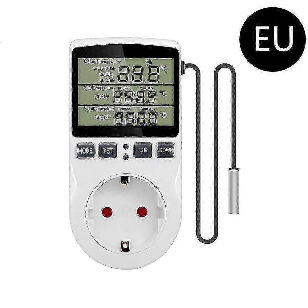 Digital Temperature Controller Power Socket Outlet EU Plug Thermostat With Timer Switch Sensor Probe Heating Cooling