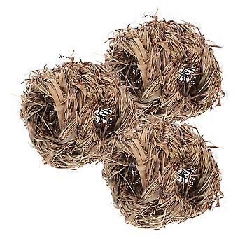 3szt Naturalna Tkana Trawa Chata Słoma Trawa Dom Ptak Cubby Klatka Klatka Dla Królika Królika Chomik Myszoskoczek Szynszyle (Kawa)