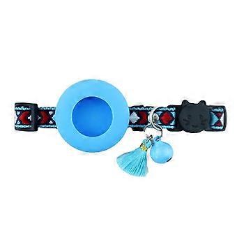 Collier Airtag pour chat avec boucle de sécurité, cloche et pompon, 1,1 cm de large, étanche, anti-étouffement, pour chats, chiens et chiots (bleu)