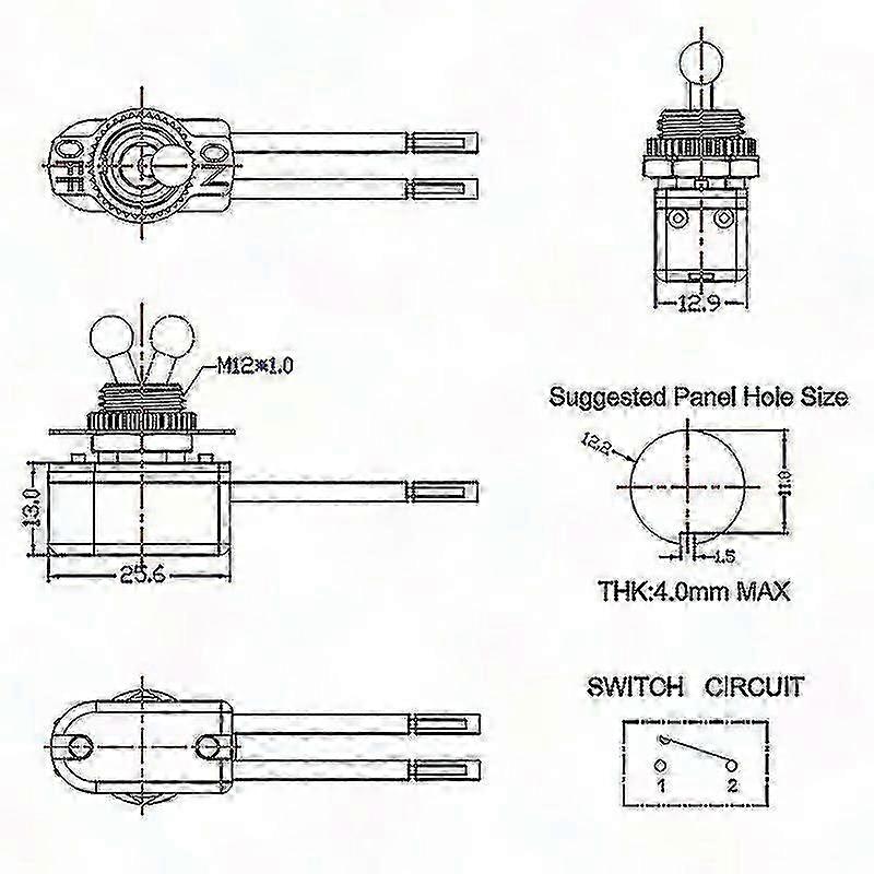 250V 6A On/Off Prewired Toggle Switch with Cable MT-2021 SPST