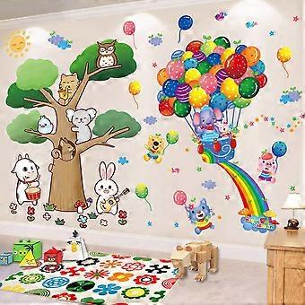 Animal mural autocollant enfants dessin animé ballons bricolage art autocollant papier peint amovible murale décorer pour salon TV canapé fond bébé B