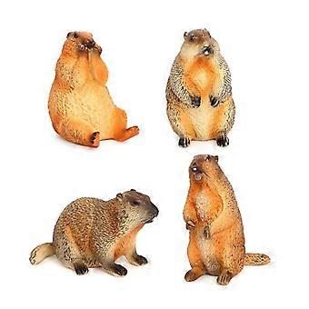 4Pcs Realistic Groundhog & Squirrel Figurine Set, PVC Wild Animal Models, Lifelike Animal Figures for Kids, Perfect for Educational Play, Nature Decor