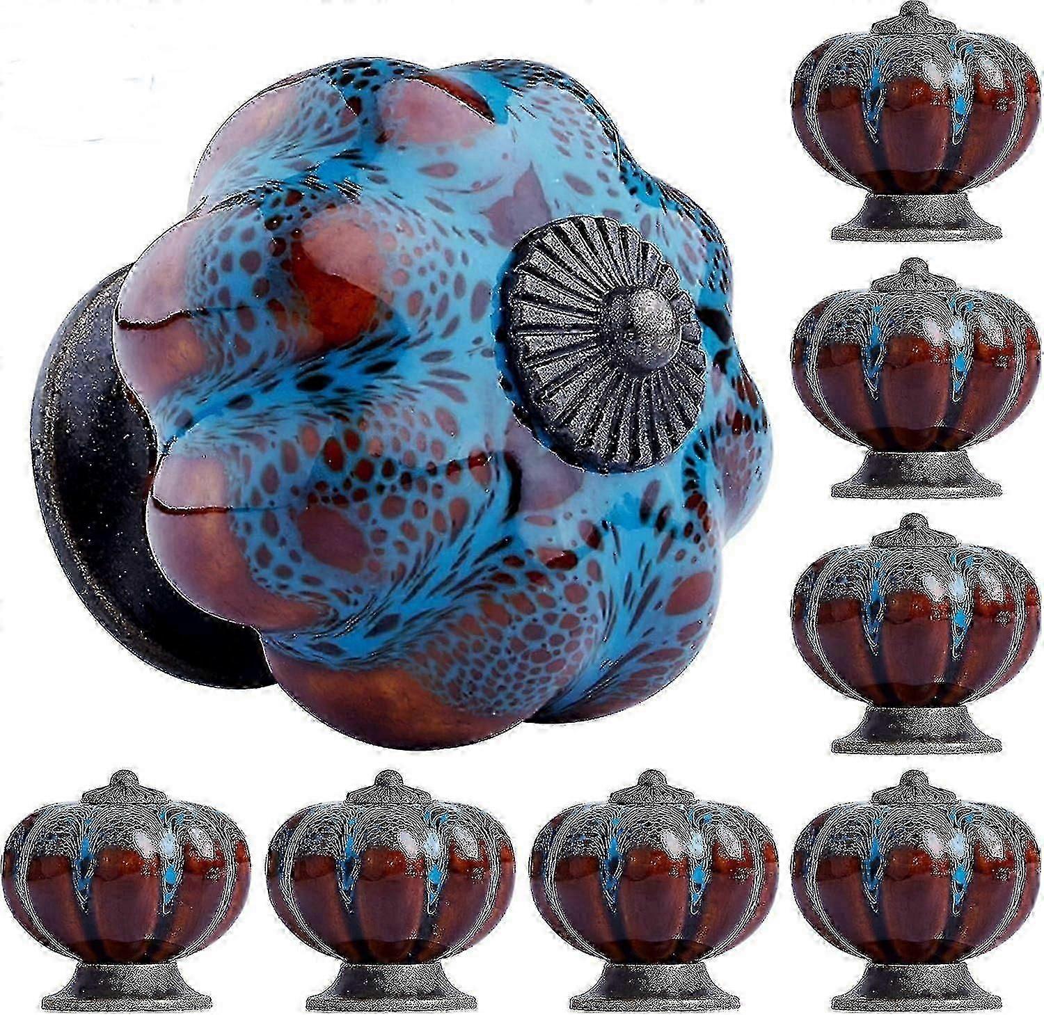Ceramic Furniture Drawer Knobs, 8 Pack, Compatible with Kitchen Cabinet Door Handles