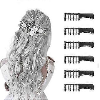 6 Pack Temporary Hair Colour Chalk Comb, Washable Non-Toxic, compatible with Kids Girls DIY Cosplay Hair Styling