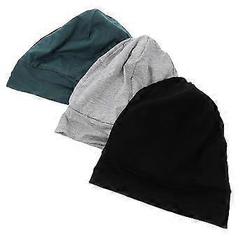 Gorro de algodón para dormir, gorro para quimioterapia para mujeres, paquete de 3, suave, elástico, para el cuidado del cabello.