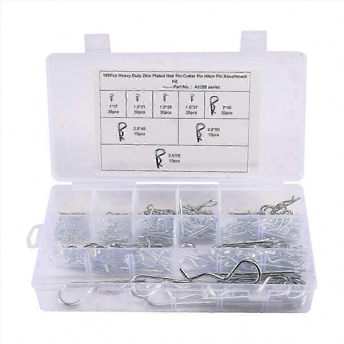 180 Pcs A1288 Split Galvanized R-Type Latch Bolt Cotter Pin Lockpin Kit