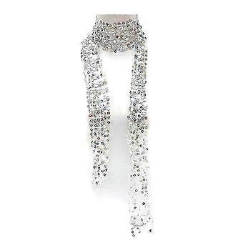 Dames sjaal met paillettenkraag, lichtgewicht polyester, decoratieve neksjaal, donkerbruin, 150 cm