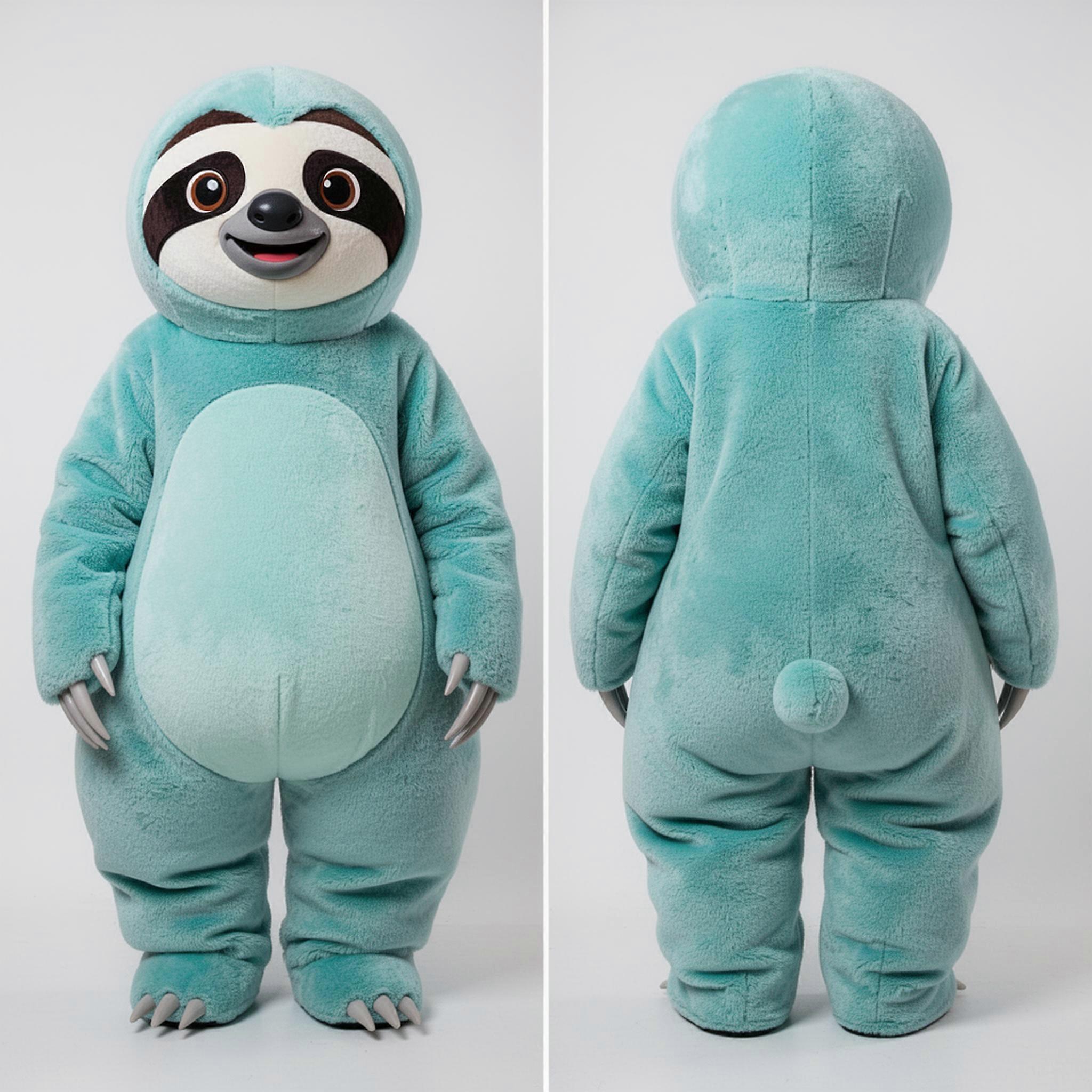 MASTICOT Turquoise Fluffy Sloth Mascot