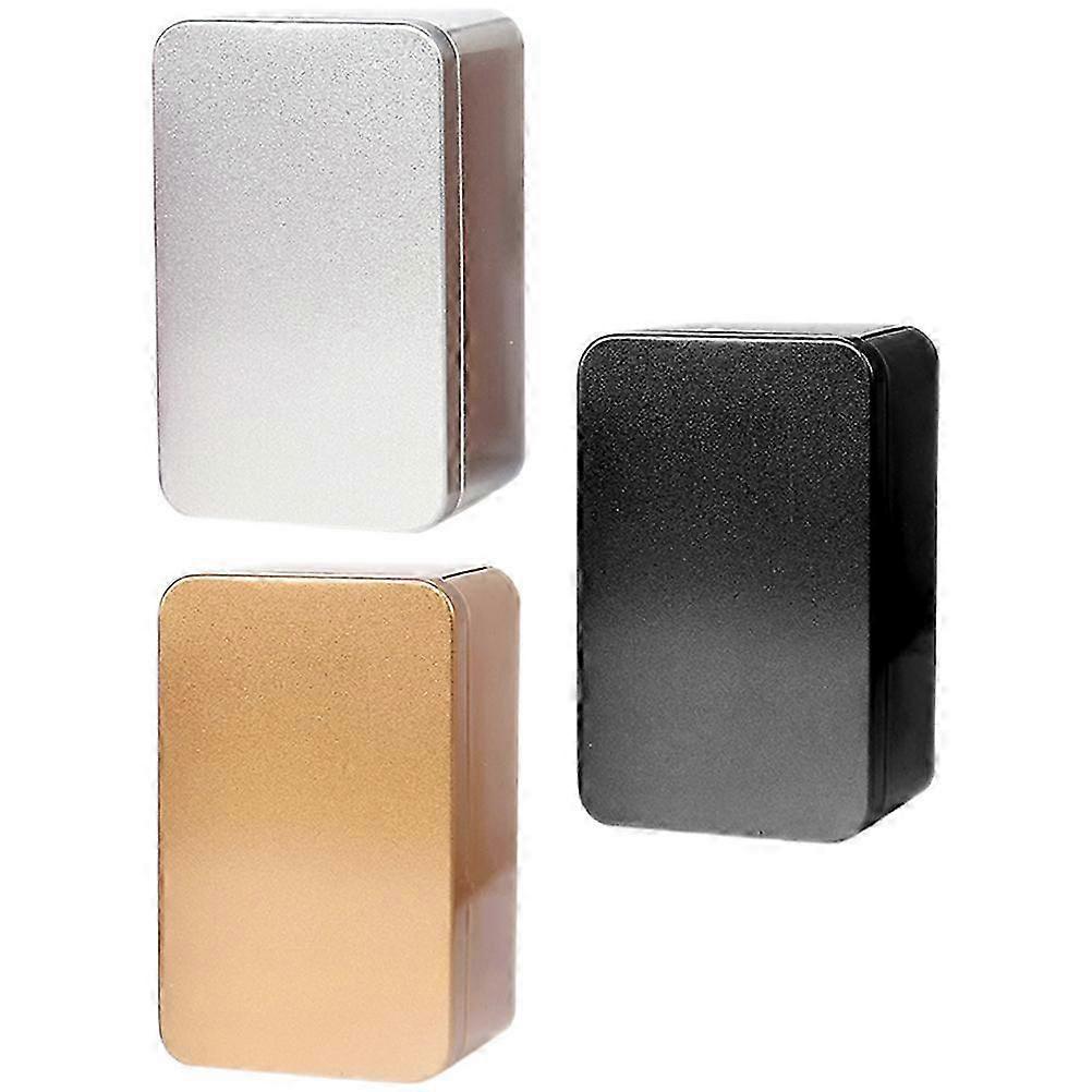 3Pcs Rectangular Empty Silver Tin Box Candy Container for Gift Packaging
