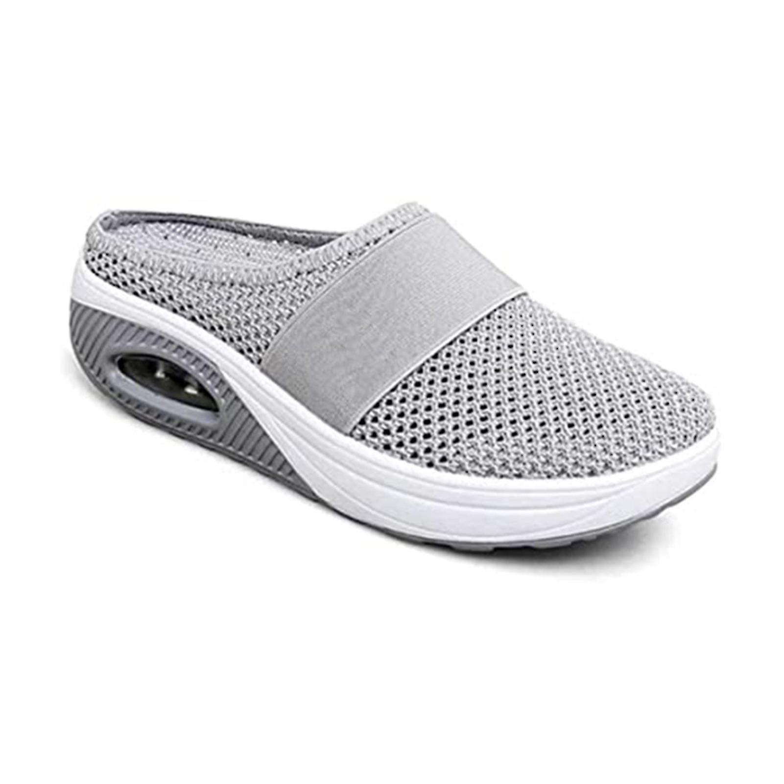 Women's Slip-on Walking Shoes With Air Cushion Shock-proof Mesh Upper Platform