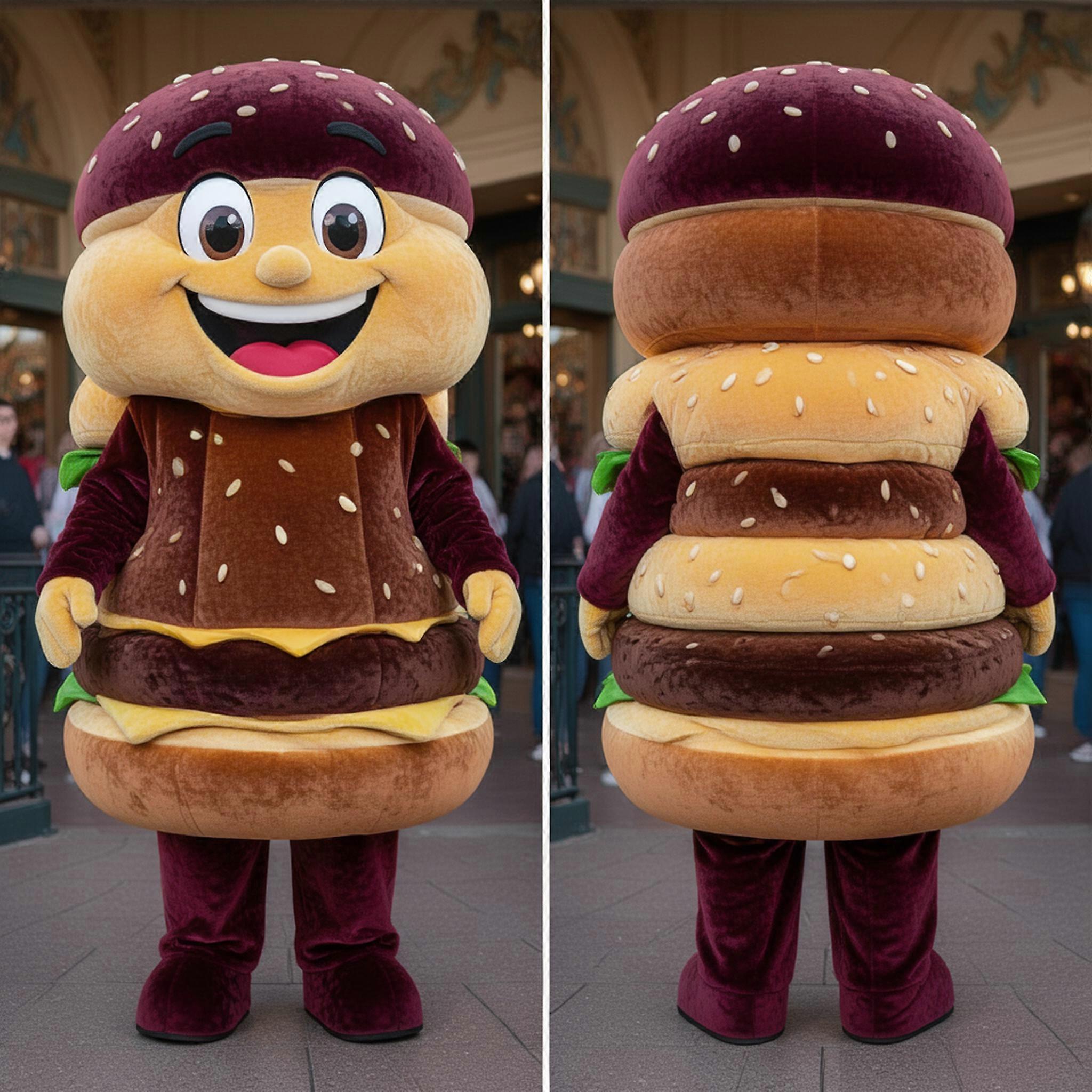 MASTICOT Chestnut Red Fluffy Hamburger Mascot