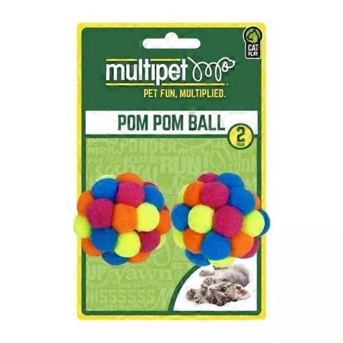 Hyper Pet Pom Pom Ball With Rattle, 2 Pack