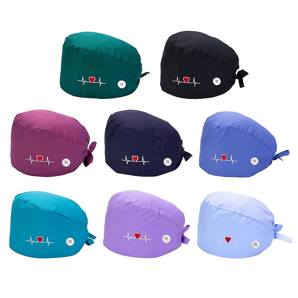 8 Stück Baumwolldruck Working Scrub Cap Bouffant Pferdeschwanz Hut Kopfbedeckung