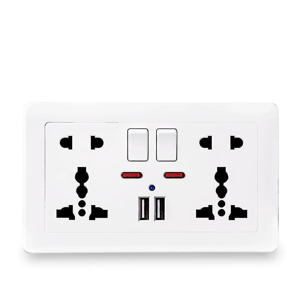 White Universal 5 Hole Wall Power Socket Led Indicator