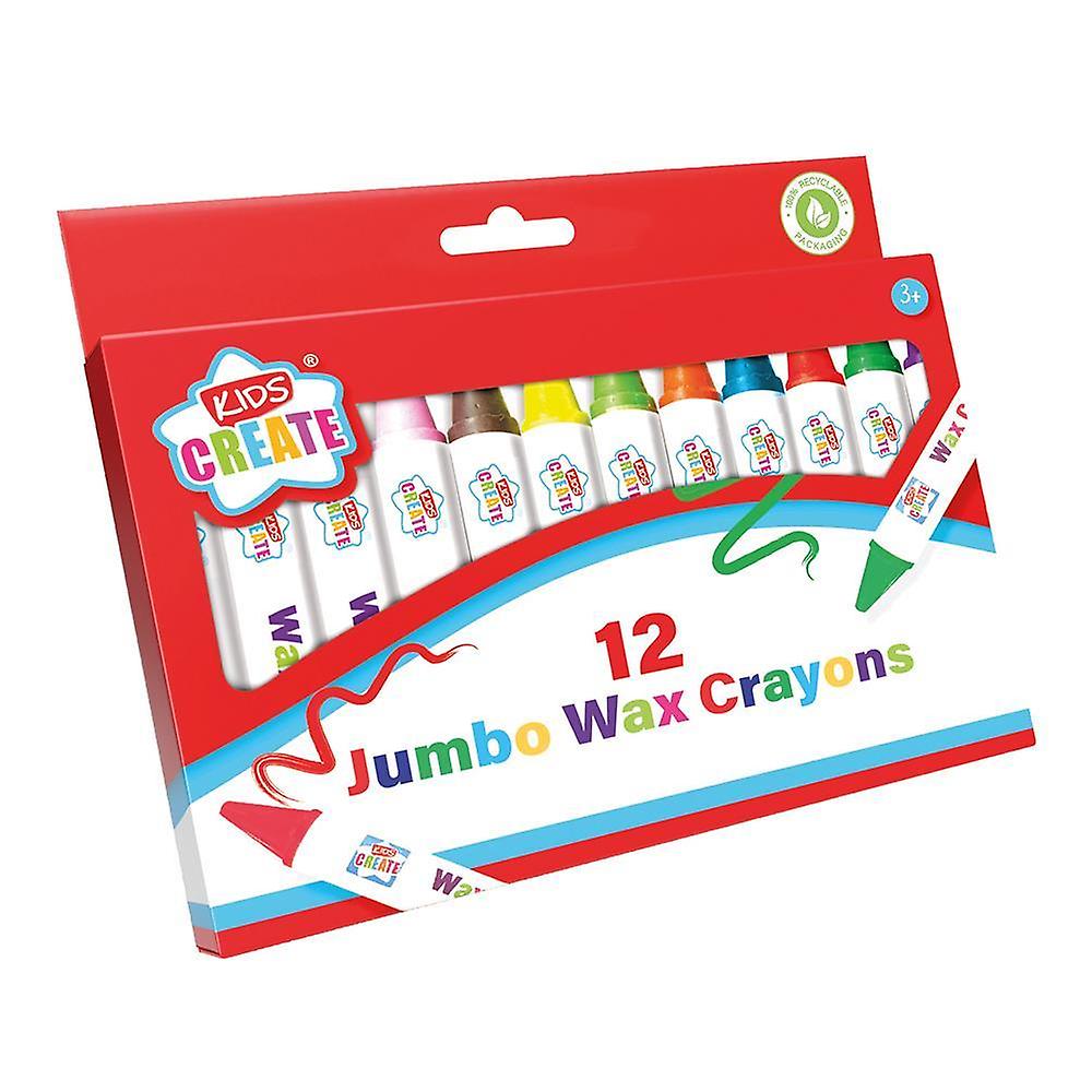 Kids Create Pack 12 Assorted Colour Jumbo Wax Crayons Childrens Arts & Crafts 3+