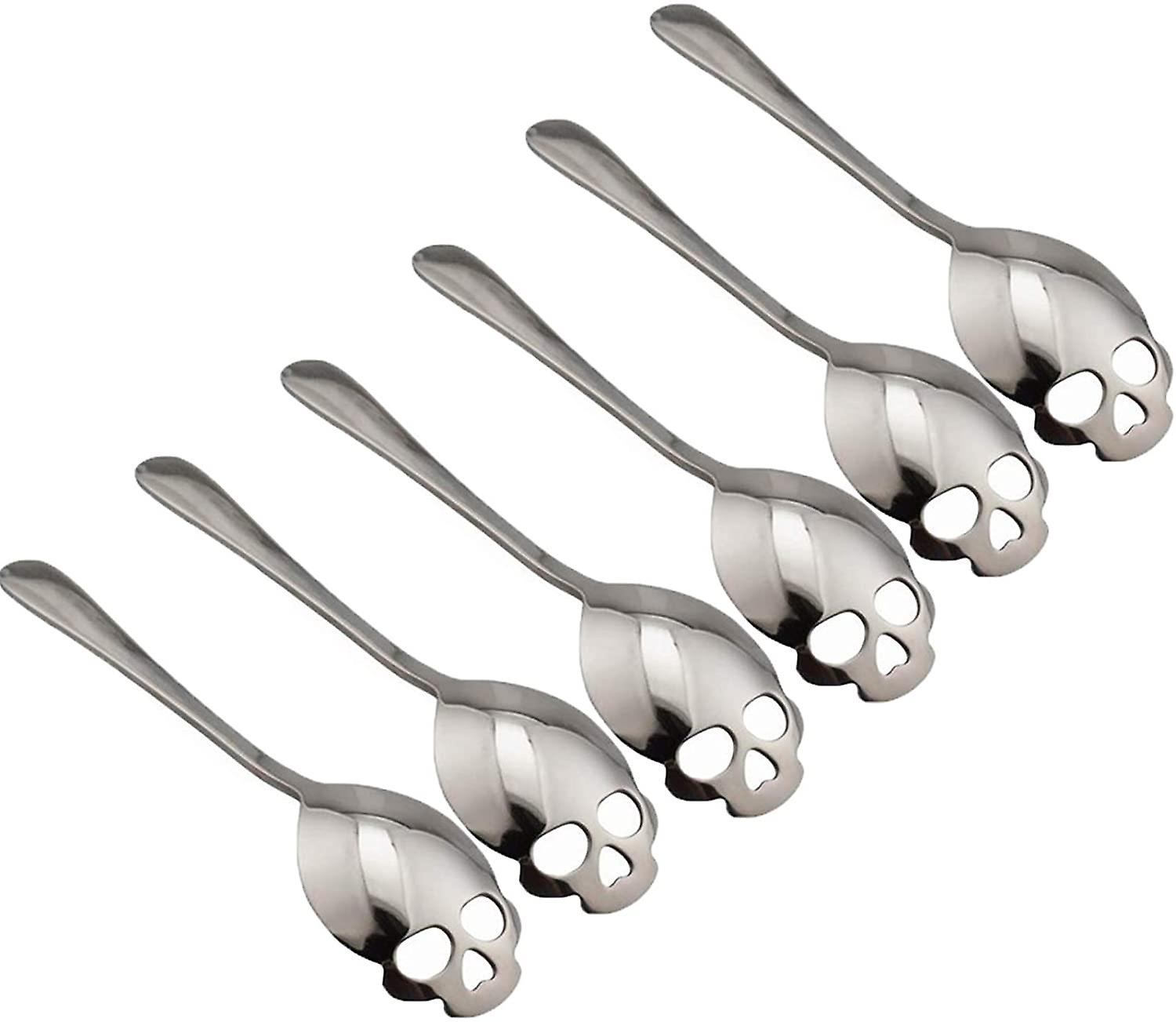 1pcs 304 Stainless Steel Skull Spoons for Dessert, Tea, Coffee (Silver)