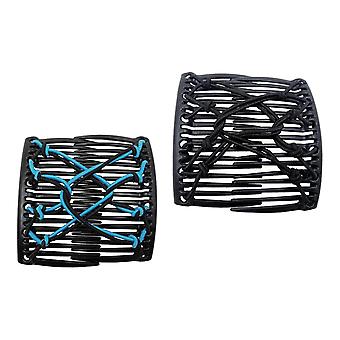 2 Pieces Women Stretchy Hair Clip Double Slide Combs For Bun Updo Tools