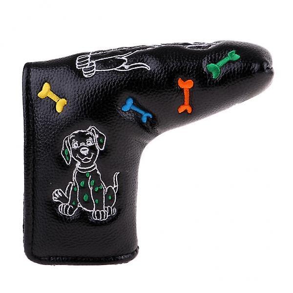 2xWaterproof PU Leather Golf Blade Putter Head Cover Protector Black Dog