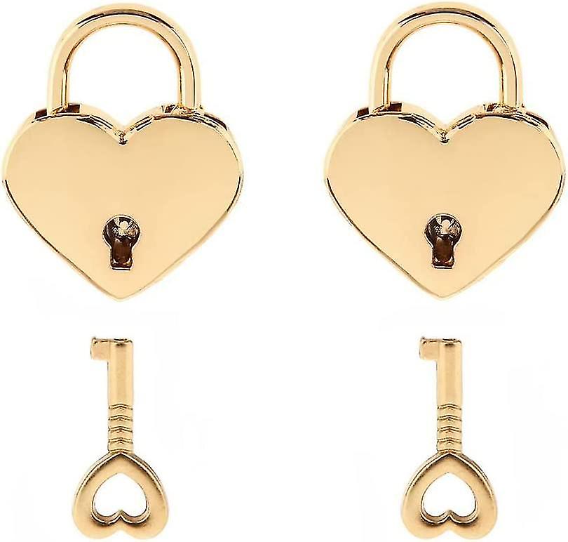 Small Metal Heart Shaped Padlock Mini Lock With Key For Jewelry Box Storage Box Diary Book,pack Of 2