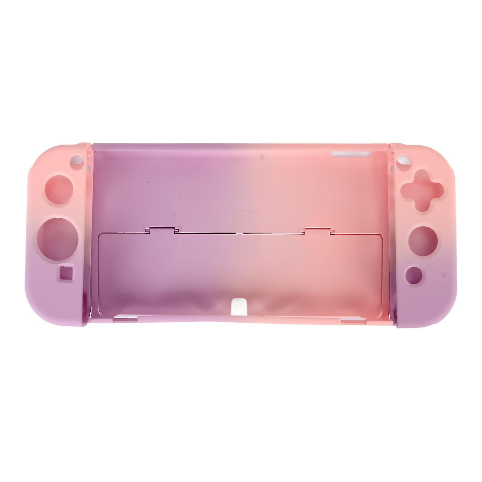 for Switch OLED Protective Case Beautiful Gradient Color Lightweight Game Console Cover Case Pink Purple