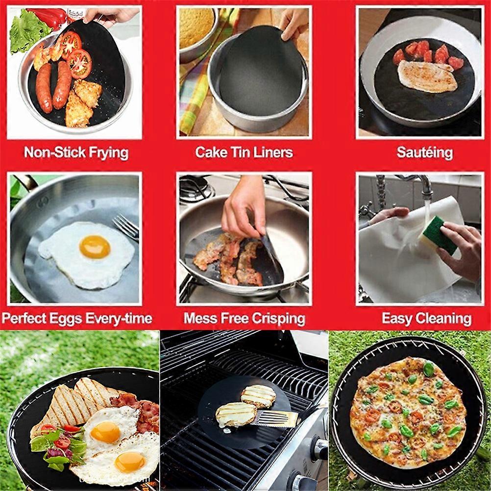 2 PCS Reusable Non Stick 40cm Round Barbecue Grill Matte Baking Mat