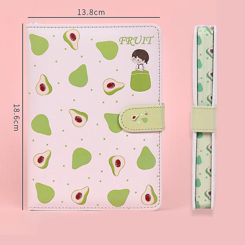 Fruit Print Notebook Planner Magnetic Buckle Pu Notebook Yearly Agenda Color Illustration Daily Plan Kawaii Stationery