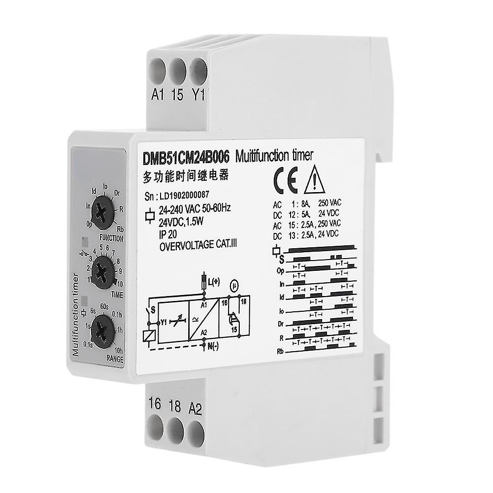 DC 24V & AC 24-240V Multi voltage Time Relay Delay OFF Switch with 7 Function Choices