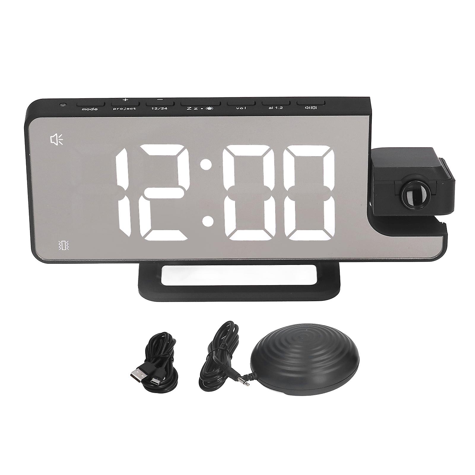 Projection Alarm Clock, Rotatable Ceiling Projection With Focus Control Ring For Clear Time Display, Dual Alarms With Snooze Function, Large Led
