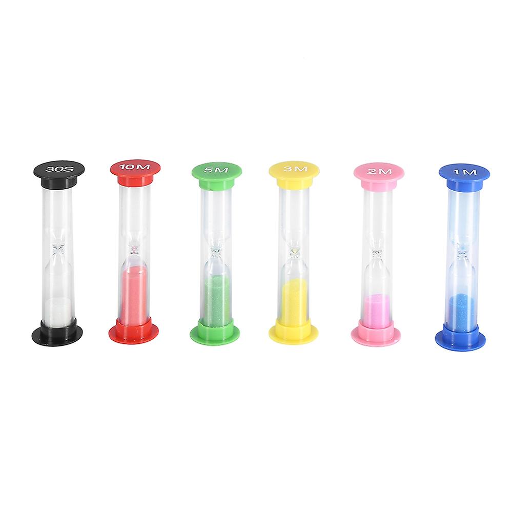 Kitchen Sand Timer Set Colourful 6 Pieces Multi Time Intervals 1m to 10m Durable Plastic Easy-to-Use Ideal for Cooking Games Kids Learnin