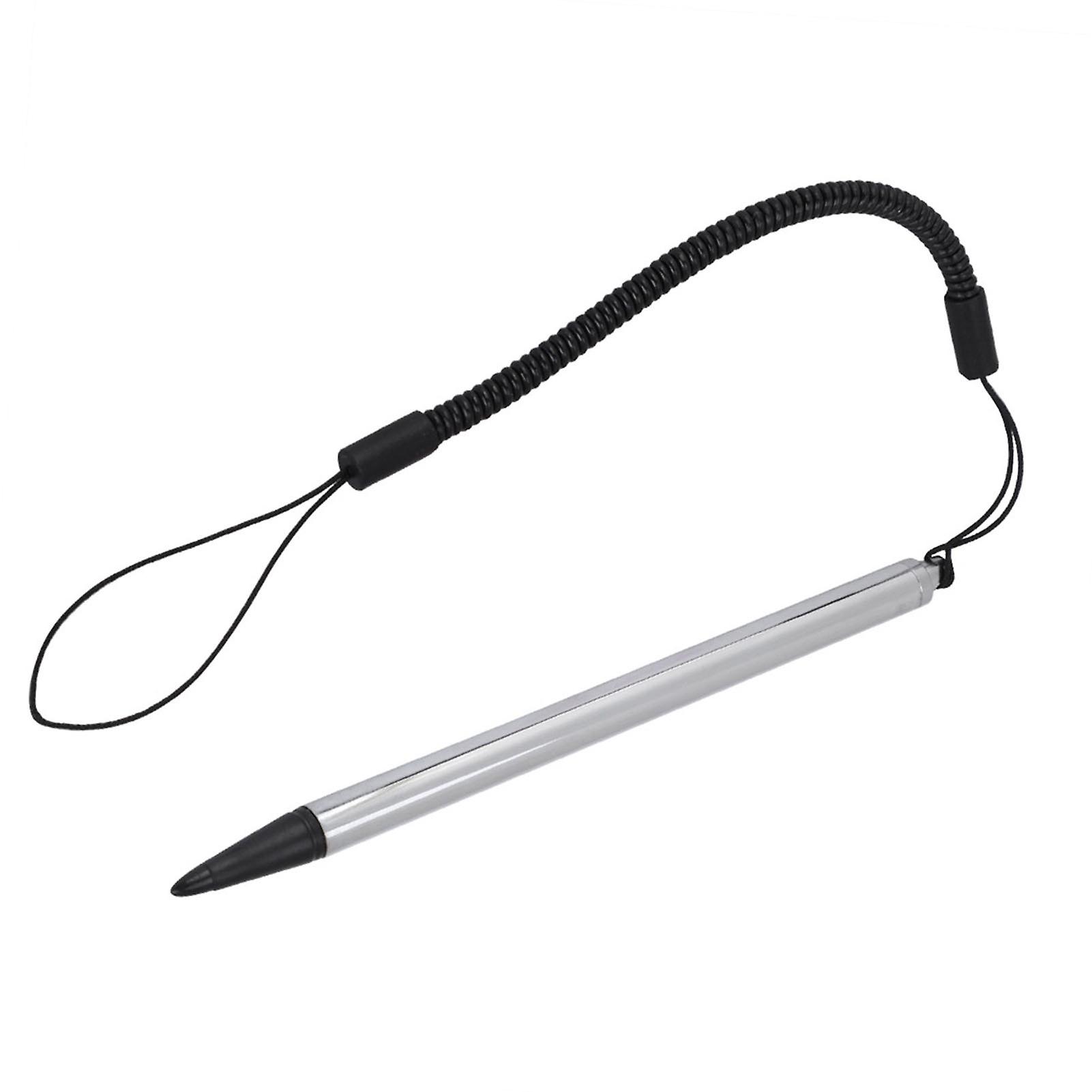 Resistive Touch Screen Stylus Pen with Spring Rope Silver 12.5cm