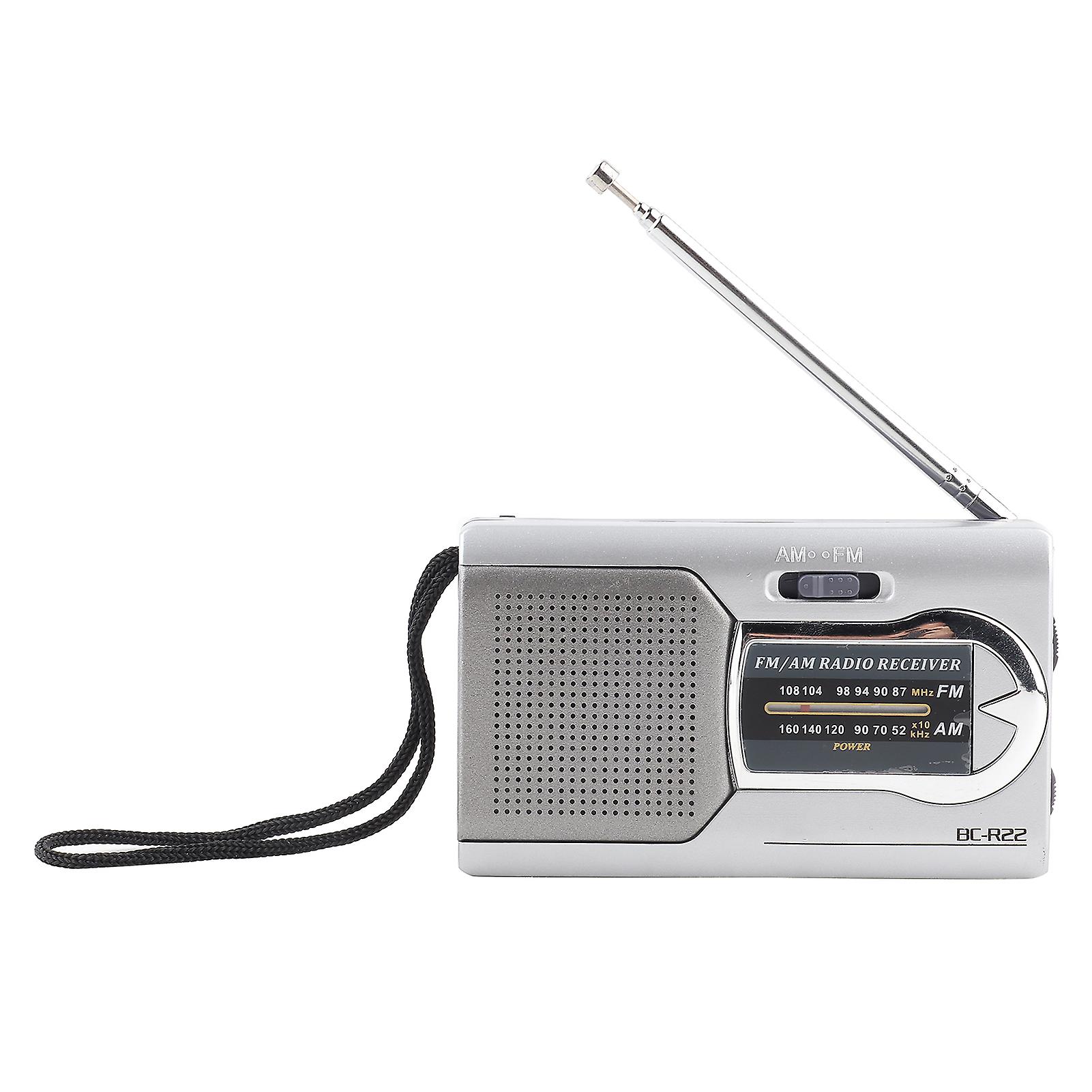 Universal Slim Mini AM/FM Radio Portable Stereo Speakers Receiver Music Player Silver