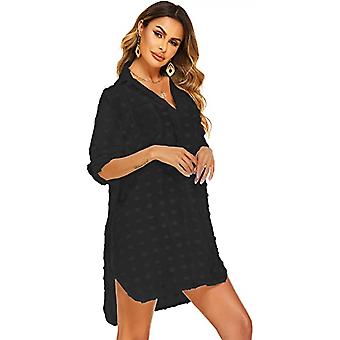 Veeki Women's Swimsuit Beach Cover Ups Shirt Bikini Beachwear Bathing Suit Beach Coverups Dress, B-black-thick, S