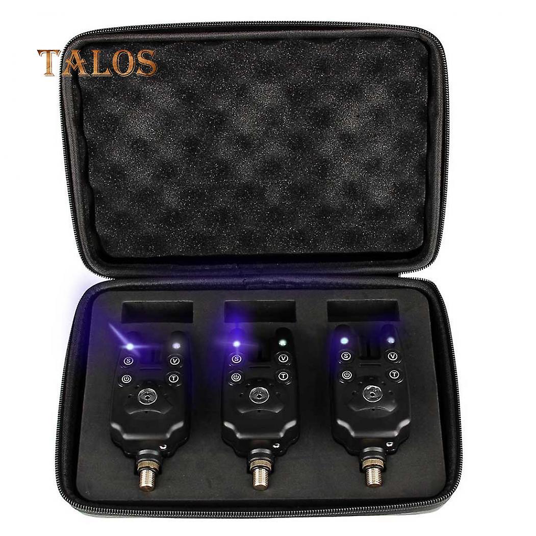 TALOS 3st Fiskebitslarm Set LED-ljus Ljud Bitande Indikatorer Fisksökare Verktyg