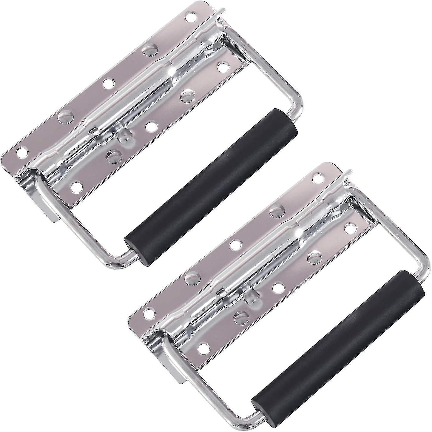 Set Of 2 Folding Spring Handles (12.5 X 4 Cm) With 6 Holes - Silver