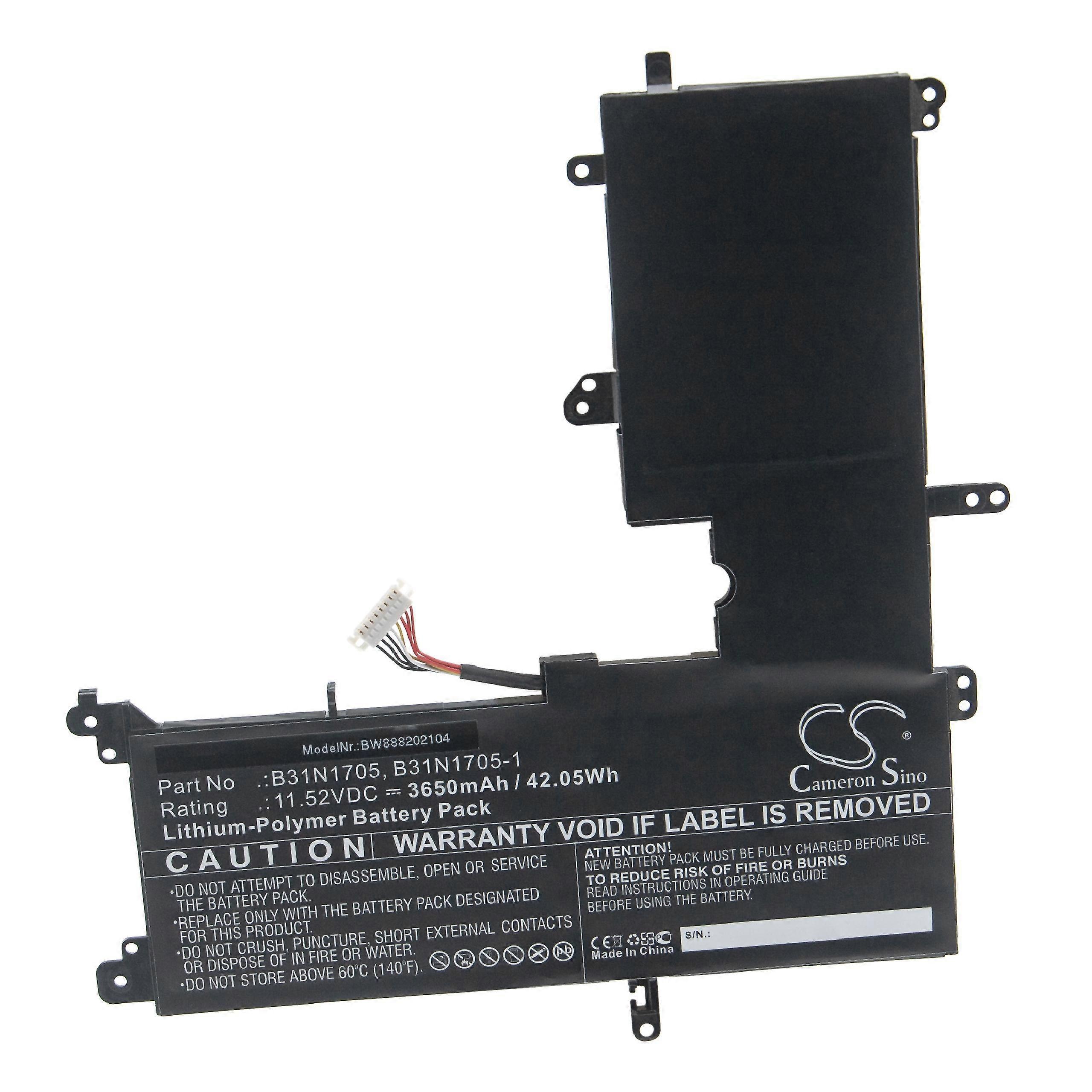 vhbw-batteri kompatibelt med Asus VivoBook Flip 14 TP410UA-EC405T, Flip 14 TP410UA-EC410T, Flip 14 TP410UA-EC407T bærbar computer (3650 mAh, 11,52 V, Li-Polymer)
