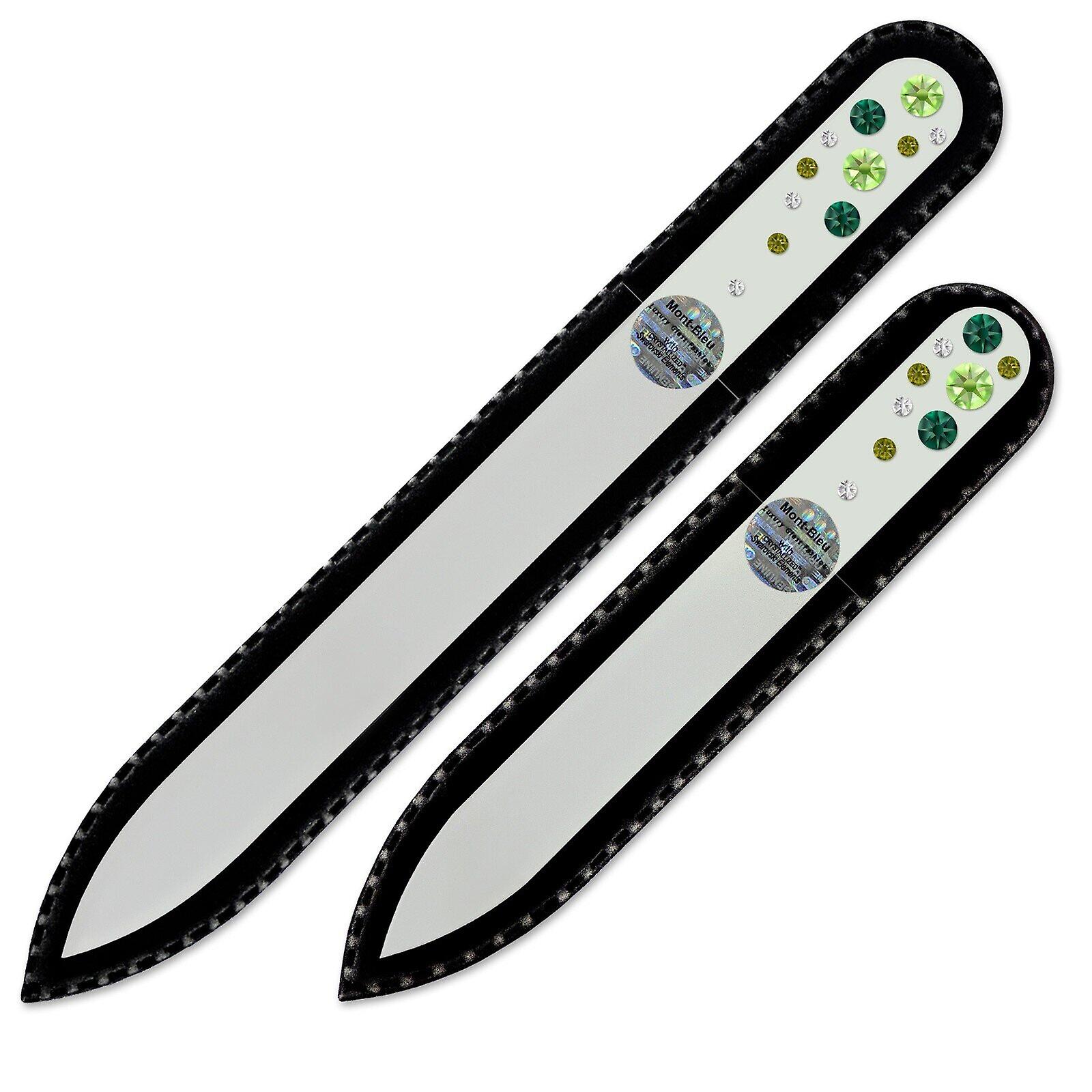 Set of 2 White Crystal Nail Files with crystals WW-MS - Peridot - Emerald